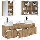 vidaXL Badezimmer Waschtisch-Einheit mit Licht 53x15.5x70cm Eiche