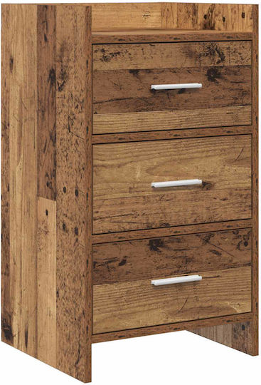 Metal Bedside Table With Brown Glass Surface 40x36x70cm