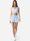 Damen-Set mit Hohe Taille Aktivbekleidung Shorts Hellblau