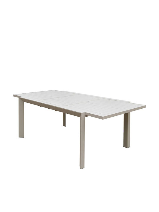 Outdoor Aluminum Extendable Table Cream 220x100x75cm