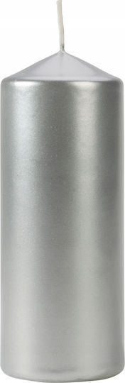 Aura Glass Decorative Silver Candle 6x15cm