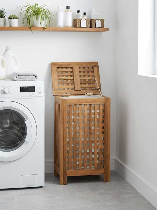 vidaXL Wooden Laundry Basket Set with Cap 35x25x60cm Brown
