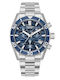 Quantum Men's Watch 42mm Chronograph Battery with Silver Metal Bracelet