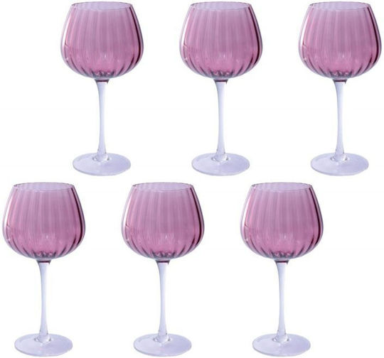 Rose&Tulipani Set Pahare Din Sticlă Roz Cu Picior 460ml U20177611A93-Z 6 Bucăți