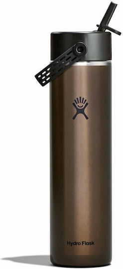 Hydro Flask Lightweight Wide Flex Μπουκάλι Θερμός Ανοξείδωτο 710ml Obsidian με Καλαμάκι