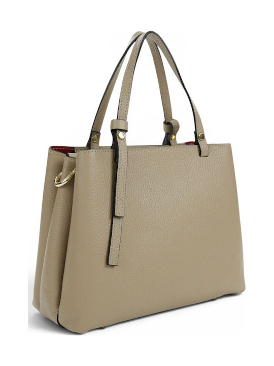 Passaggio Leather Дамска Кожена Тоут Чанта Таупе