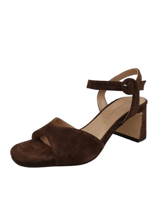 Mourtzi Sandale Elegante Damă Din Piele Maro
