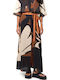 High Waist Maxi Envelope Skirt Ecru Brown Black S26A8005-One-Color