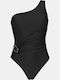 One Piece Swimsuit with One Shoulder Black
