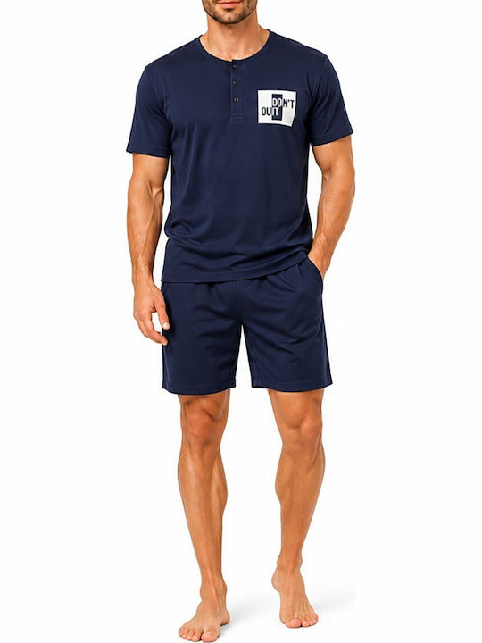 Best Touch Pijama de Vară pentru Bărbați Albastră