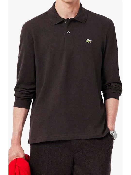 Lacoste Polo Μπλούζα Μακρυμάνικη Καφέ