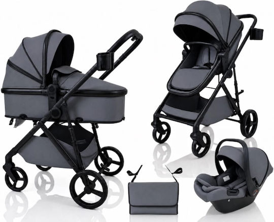 ForAll Beauty Reversible 3 in 1 Baby Stroller Suitable for Newborn Grey