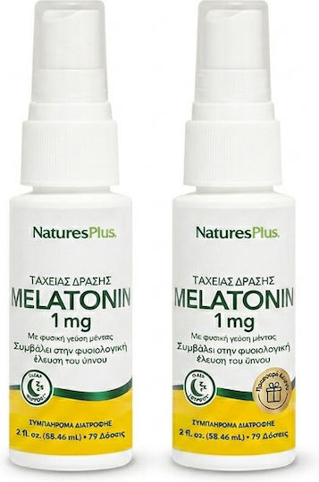 Nature's Plus Melatonin 1mg Supplement for Sleep 2 x 58.46ml