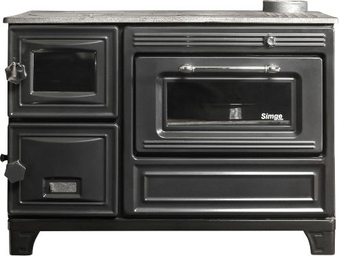 Simge No 601 Cast Iron Wood Stove with Oven 11kW Black