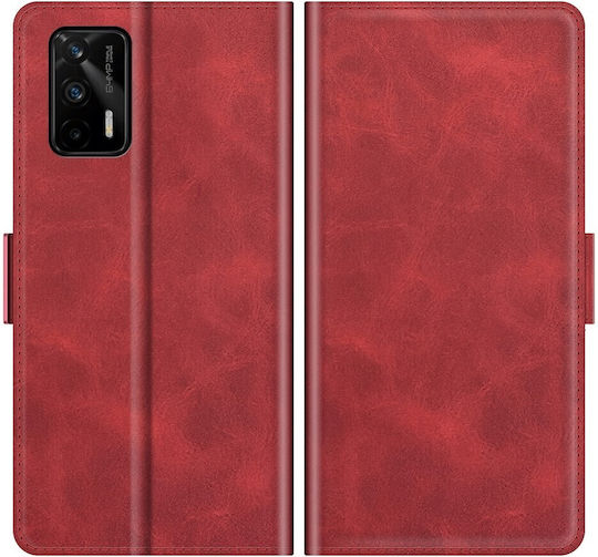 Tel1 Realme GT 5G Dual-Side Magnetic Buckle Wallet Book Mobile Phone Case Red