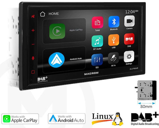 Ηχοσύστημα Αυτοκινήτου 2 DIN (Bluetooth/USB/WiFi/GPS/Apple-Carplay/Android-Auto) με Οθόνη Αφής 6.75"