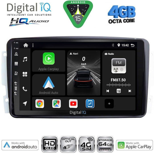 Digital IQ Car Audio System for Mercedes-Benz CLK Class 2000-2004 Bluetooth USB Wi-Fi GPS Apple CarPlay Android Auto with 9 Inch Touch Screen DIGITAL IQ BXK 19401 CPAA