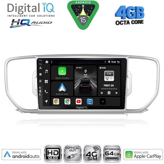 Digital IQ Car Audio System for Kia Sportage 2015-2018 (Bluetooth/USB/WiFi/GPS/Apple CarPlay/Android Auto) with 9" Touch Screen