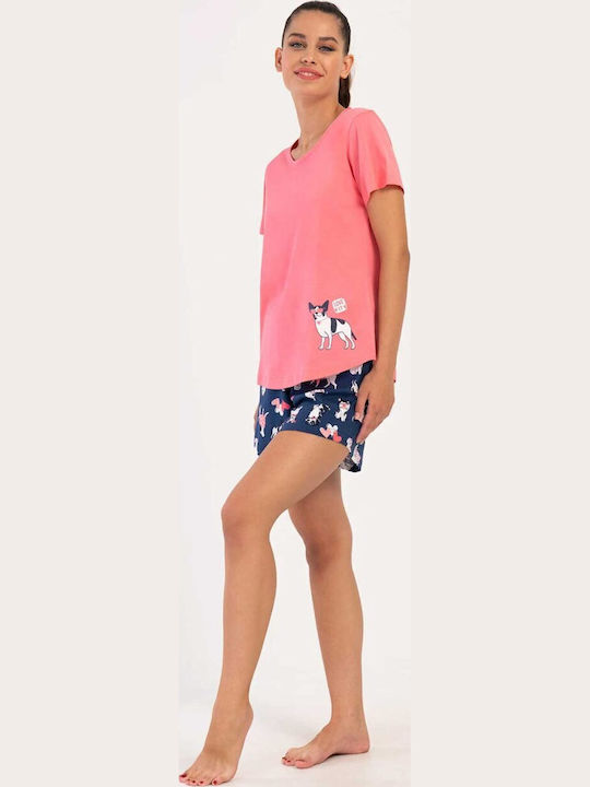 Vienetta Secret Summer Women's Cotton Pyjama Set Rosebloom