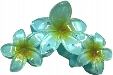 Ecarla Haarspangen-Klammer Dreifach mit Blume Blau Sp388