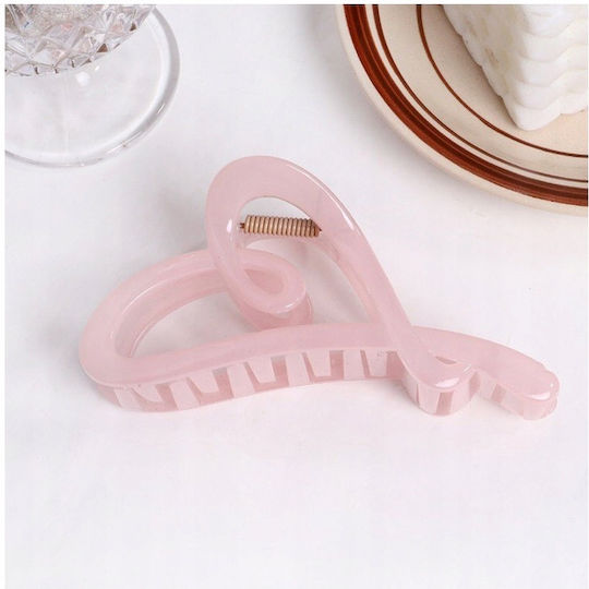 Ecarla Xl Hair Clip Heart Transparent 12x5cm Pink Sp371