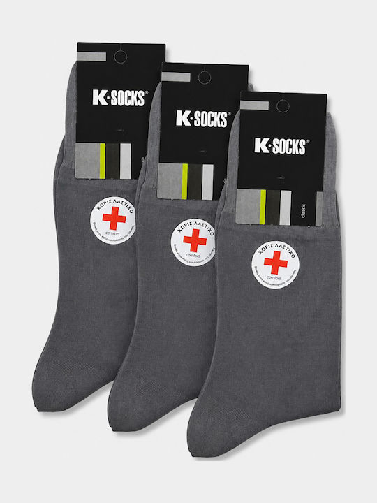 K Socks Мъжки Чорапи Сиви 3Брой