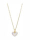 ecarla Necklace with Heart Design Made of Gold Plated Steel with Pearls