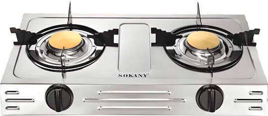 Sokany Plită de Bucătărie Pe Gaz Dublă Inox
