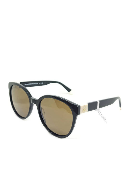 Benetton Unisex Sunglasses With Black Frame And Brown Polarized Lens