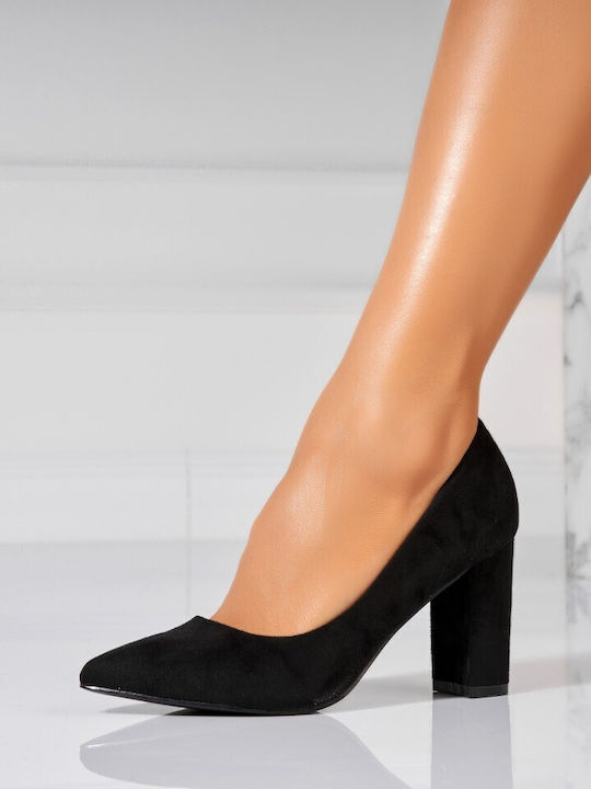 Wildleder Pumps mit Hochem Absatz Schwarz