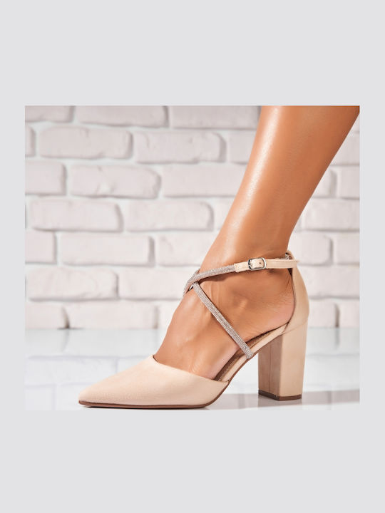 Seastar Shoes Suede Γόβες με Ψηλό Τακούνι Μπεζ