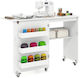 Costway Folding Sewing and Craft Table Hidden Storage Spaces Jv14295wh