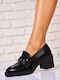 Leder Pumps mit Mittelhohem Absatz Schwarz