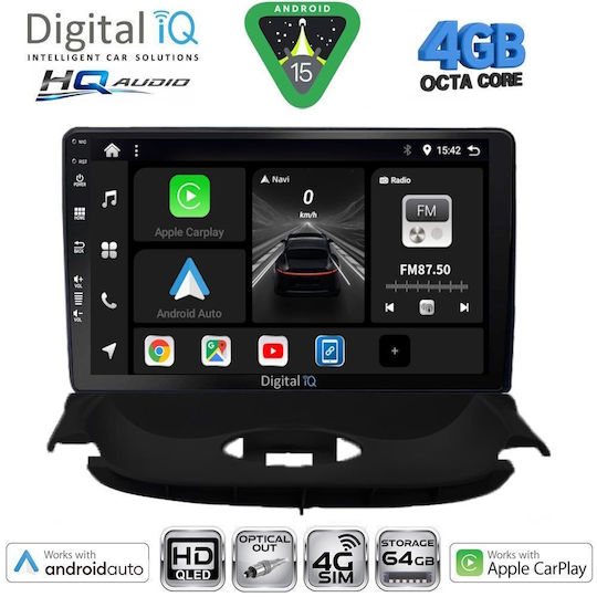 Digital IQ Car Audio System for Peugeot 206 1998-2006 Bluetooth USB WiFi GPS Apple CarPlay Android Auto with 9" Touch Screen