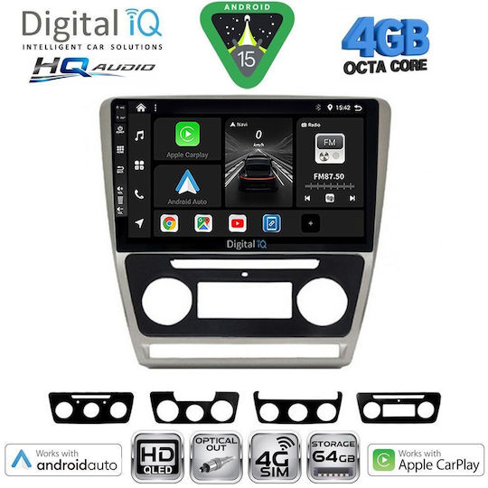 Digital IQ Car Audio System for Skoda Octavia 2005-2012 with Clima (Bluetooth/USB/WiFi/GPS/Apple CarPlay/Android Auto) with 10" Touch Screen