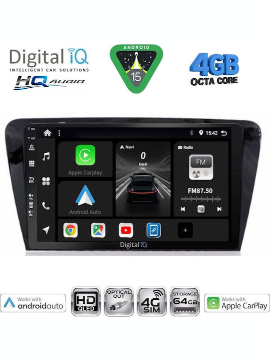 Digital IQ Car Audio System for Skoda Octavia 2013-2021 with Clima Bluetooth USB WiFi GPS Apple CarPlay Android Auto with 10" Touch Screen