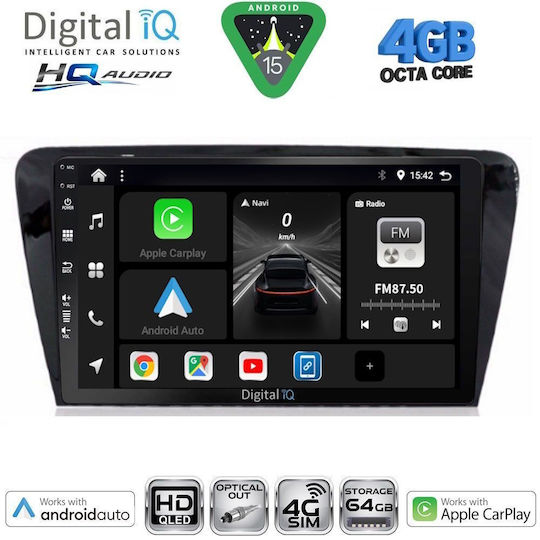 Digital IQ Car Audio System for Skoda Octavia 2013-2021 with Clima Bluetooth USB WiFi GPS Apple CarPlay Android Auto with 10" Touch Screen