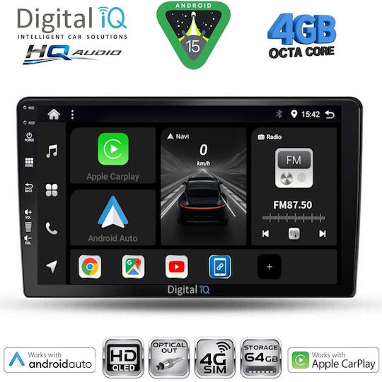 Digital IQ Car Audio System for Ssangyong Rexton 2002-2006 (Bluetooth/USB/WiFi/GPS/Apple CarPlay/Android Auto) with 9" Touch Screen