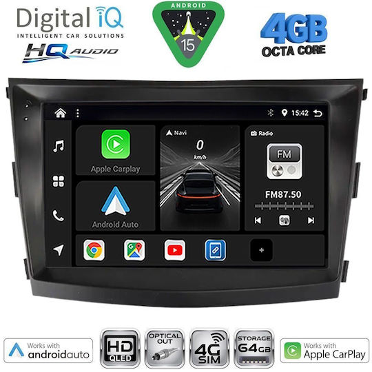 Digital IQ Car Audio System for Ssangyong Tivoli Bluetooth USB WiFi GPS Apple CarPlay Android Auto with 9" Touch Screen