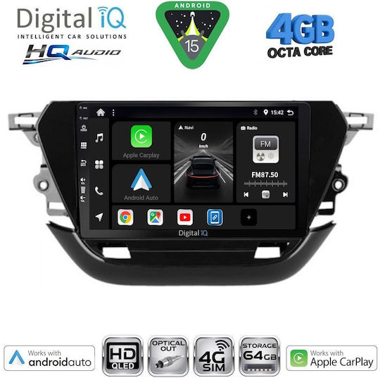 Digital IQ Car Audio System for Opel Corsa 2021 Bluetooth USB WiFi GPS Apple CarPlay Android Auto with 9" Touch Screen