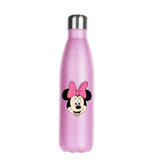 Бутилка Термос Mickey Mouse 500ml Розова Блестяща