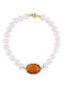 Bracelet 18K Gold Elements White Pearls Amber B1252338