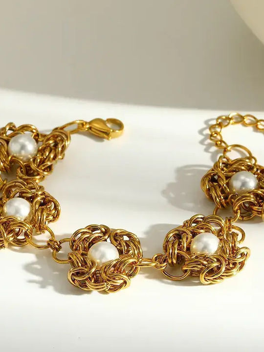 Damen Armband aus Stahl mit Perlen