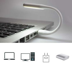 Mini Portable Led Lamp 1.2w Flexible Arm Usb Powered White 16 Cm