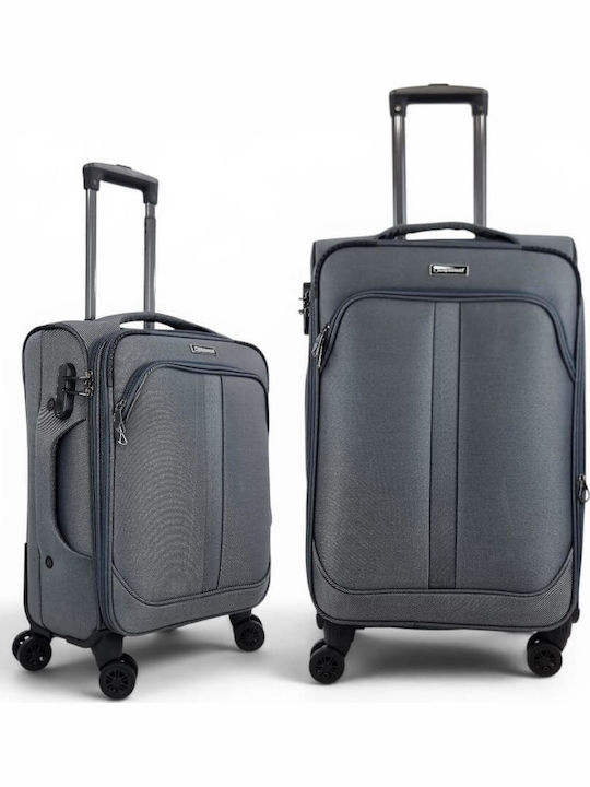 Diplomat The Lisbon Collection Set Fabric Gray Suitcases Max Height 68cm with 4 Wheels Set of 2 Pieces