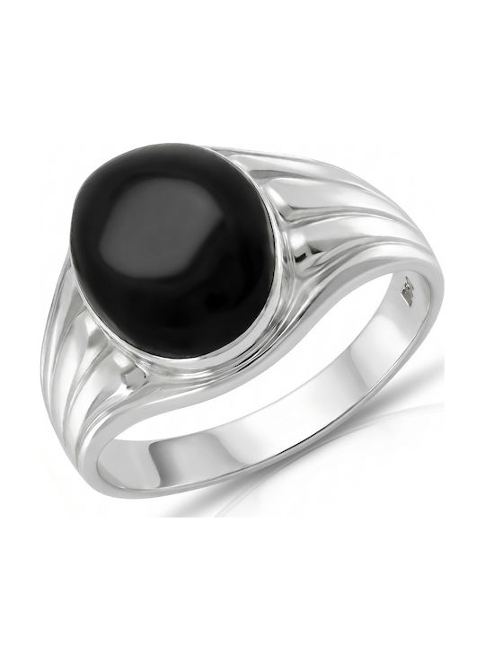 Kiriakos Gofas Men's Ring with Zircon from Silver