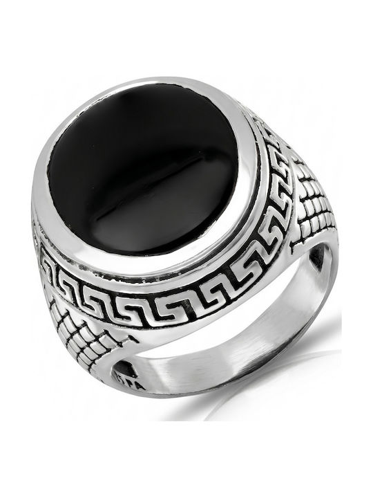 Kiriakos Gofas Men's Ring with Zircon from Silver
