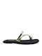 Leder Flache Damen Sandalen Gold