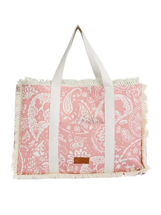 Achilleas Accessories Fabric Beach Bag with Toiletry Bag Pink