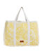 Achilleas Accessories Stoff Strandtasche mit Kulturtasche Gelbe